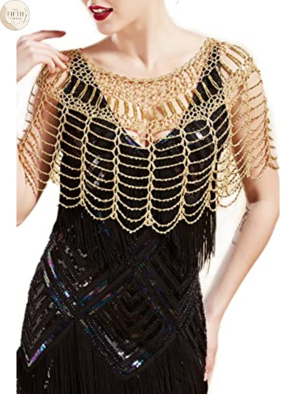 Beaded Evening Cape Wrap One Size Flapper Cover Up Vintage Shawl